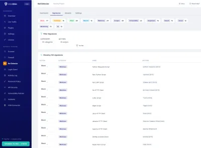 Bot Log — Detected bot activity with details