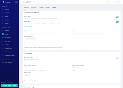 Settings — Firewall preferences and advanced options