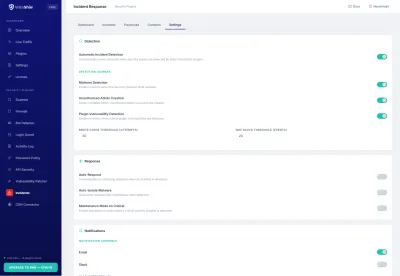 Settings — Response configuration and notifications