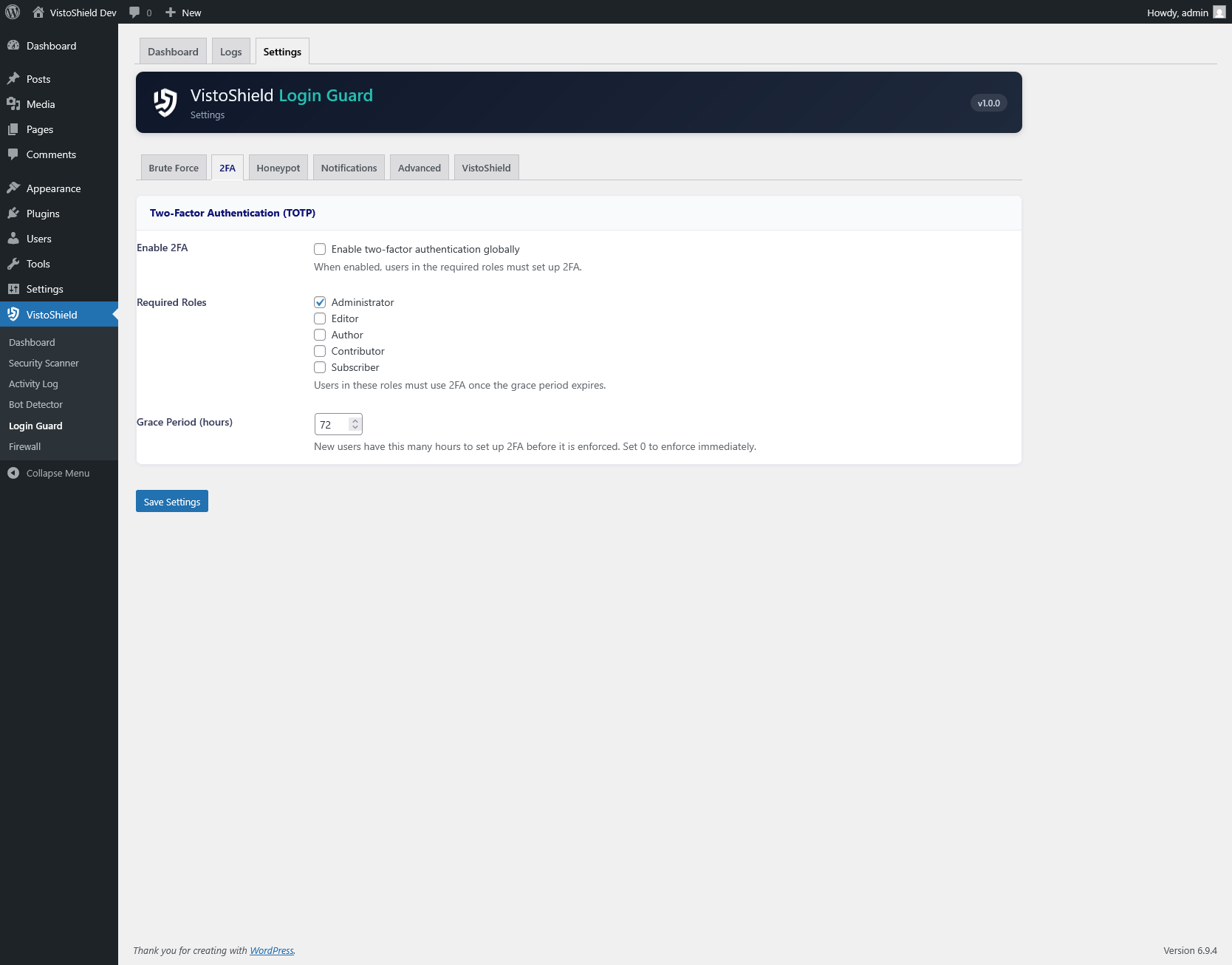 Honeypot and notification settings