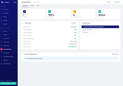 Dashboard — Password policy overview and compliance stats
