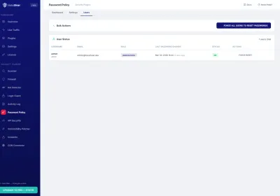 Users — User compliance status and password health