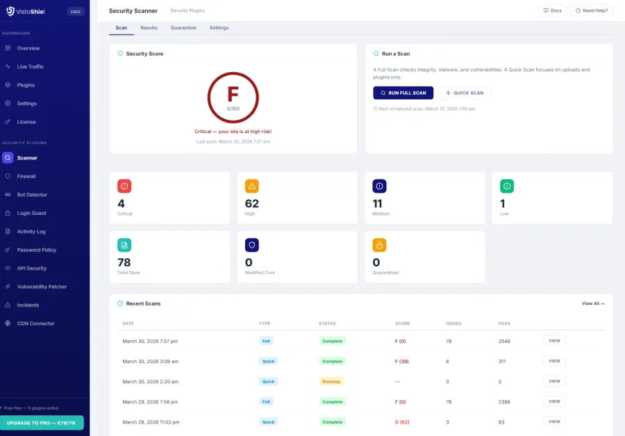 Security Scanner Dashboard